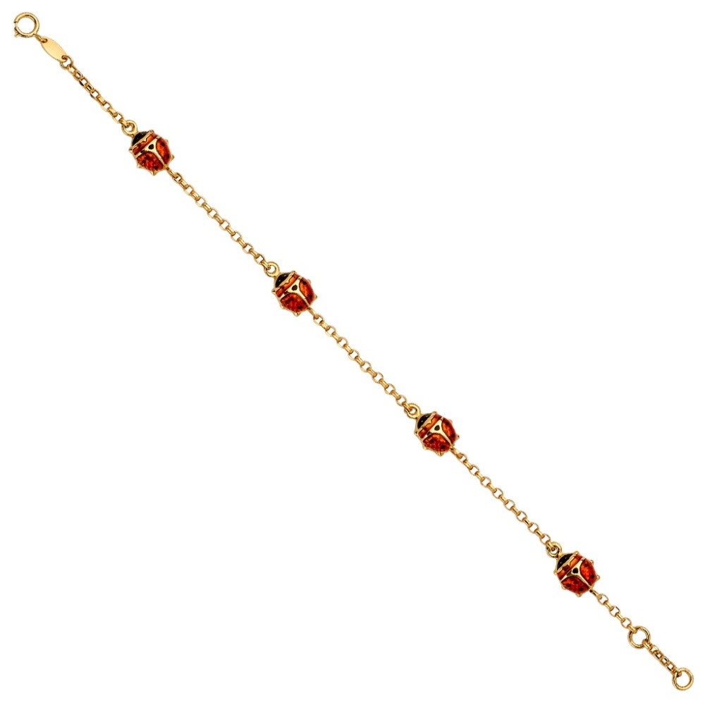 Dainty 14k Gold Lady Bug Bracelet 7 inches
